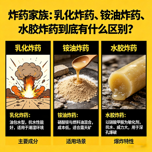 尉犁炸药家族：乳化炸药、铵油炸药、水胶炸药到底有什么区别？